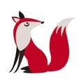 Cute red Fox. Sitting Fox. Vector illustration isolated on a white background. Royalty Free Stock Photo